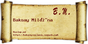 Baksay Miléna névjegykártya